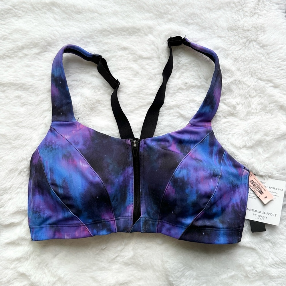 NWT Victorias Secret Knockout Front-Close Sports Bra Max Support Galaxy 34D/DDD